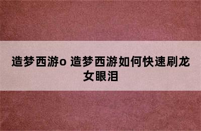 造梦西游o 造梦西游如何快速刷龙女眼泪